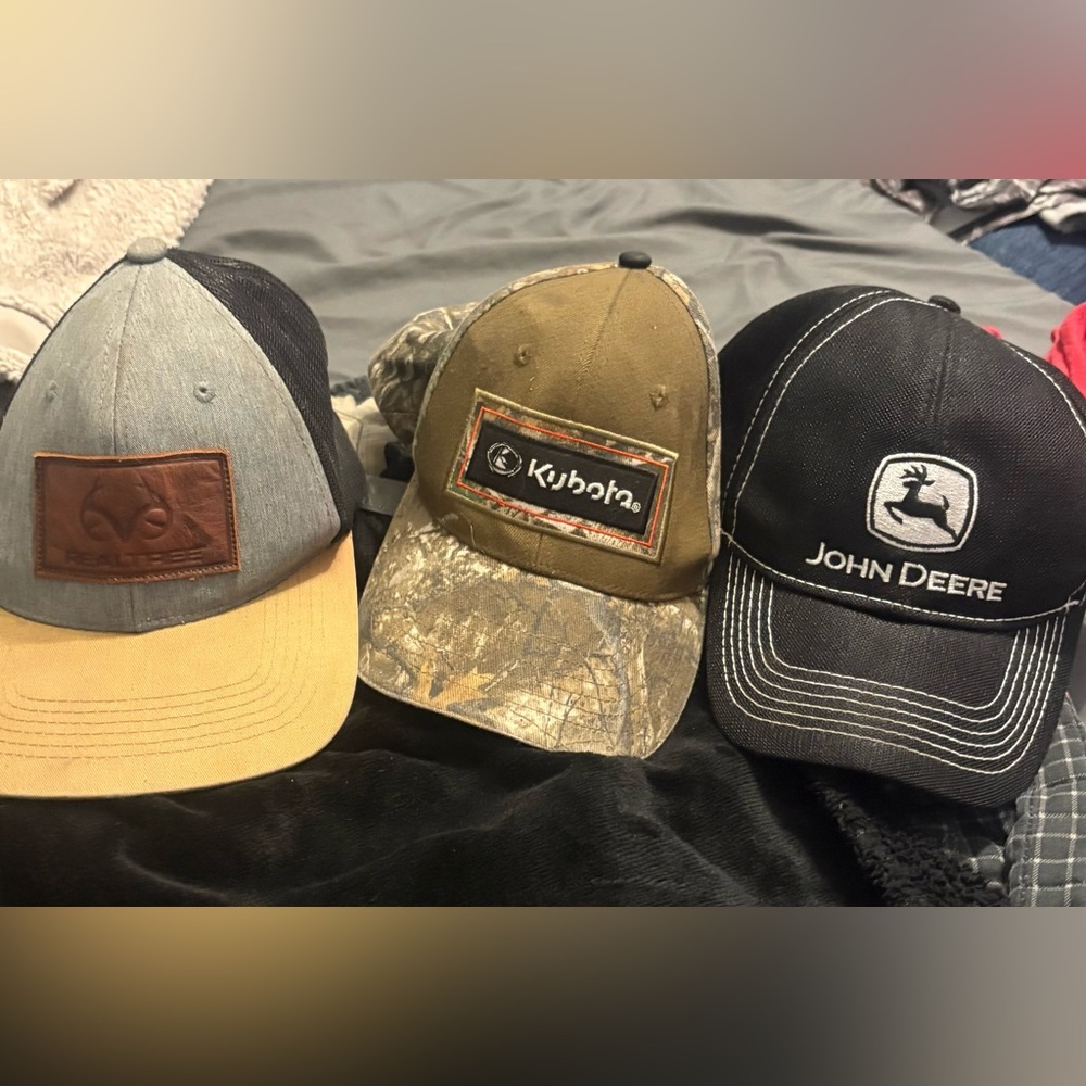 Kubota,John Deere, & Real Tree Caps Set